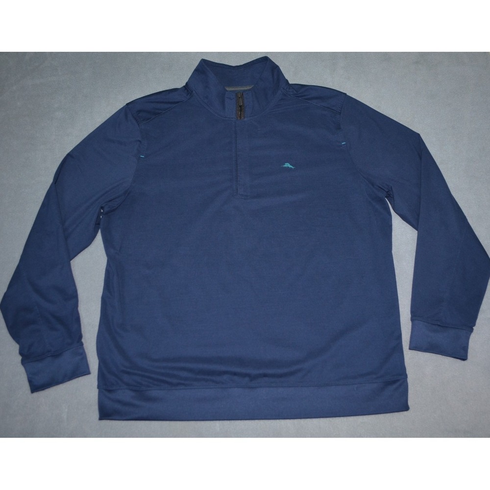 Tommy Bahama IslandZone Men's ST225686 Roger Point Half-Zip Sweater Blue XL